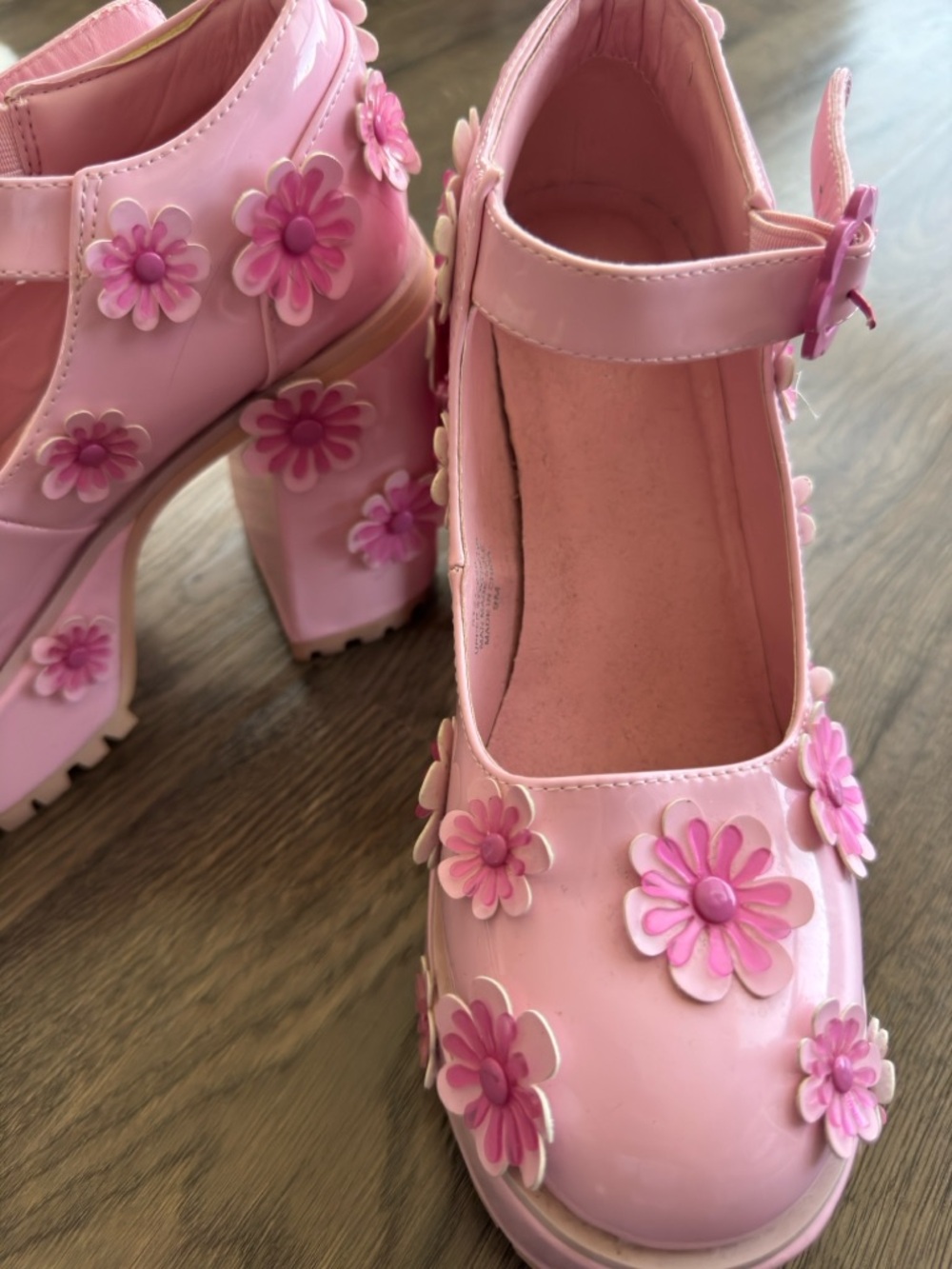 Dolls Kill Pink Floral Patent Platform Mary Janes - Picture 4 of 10